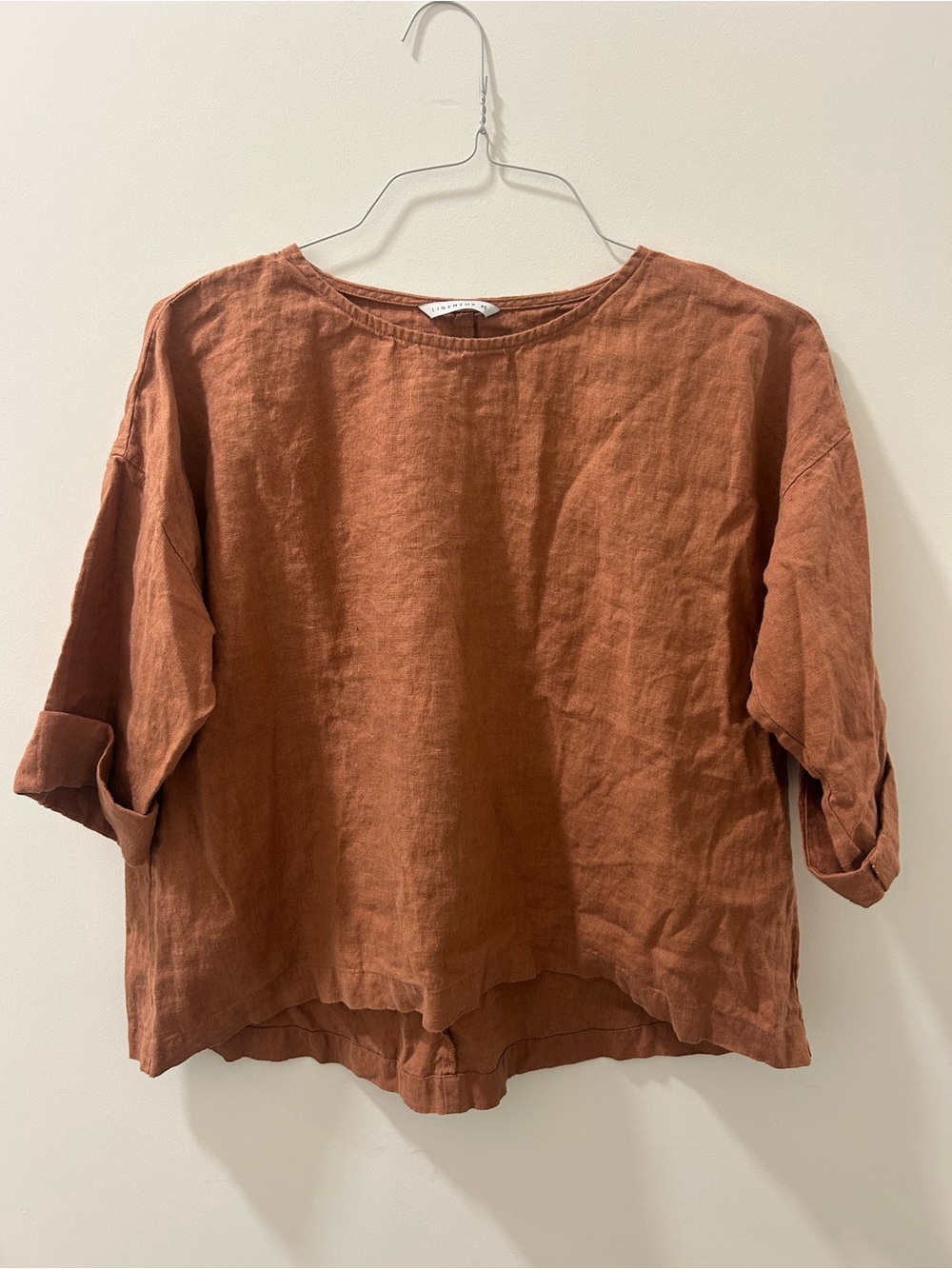 Linenfox Short Sleeve Boxy Tee in Rust - Picture 2 of 4